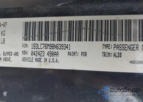 2008 Dodge Avenger R/T из США, поврежденный, VIN 1B3LC76M98N639341